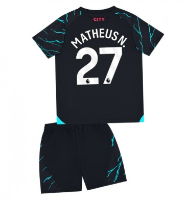 Manchester City Matheus Nunes #27 Replica Third Stadium Kit for Kids 2023-24 Short Sleeve (+ pants)